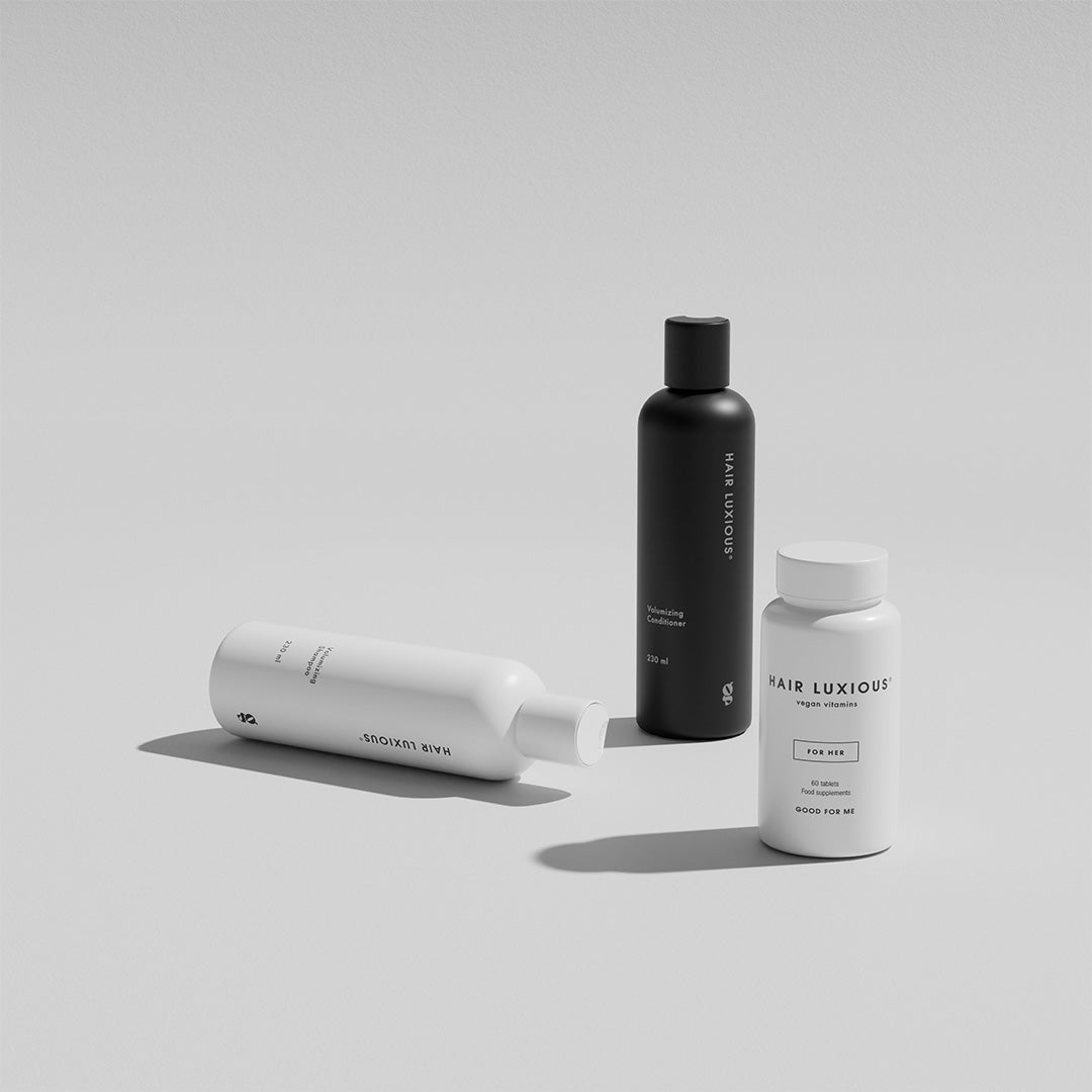 Hair Luxious Volumizing Set for Her, shampoo, conditioner and hair vitamins