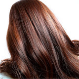 Back view of long, glossy auburn hair